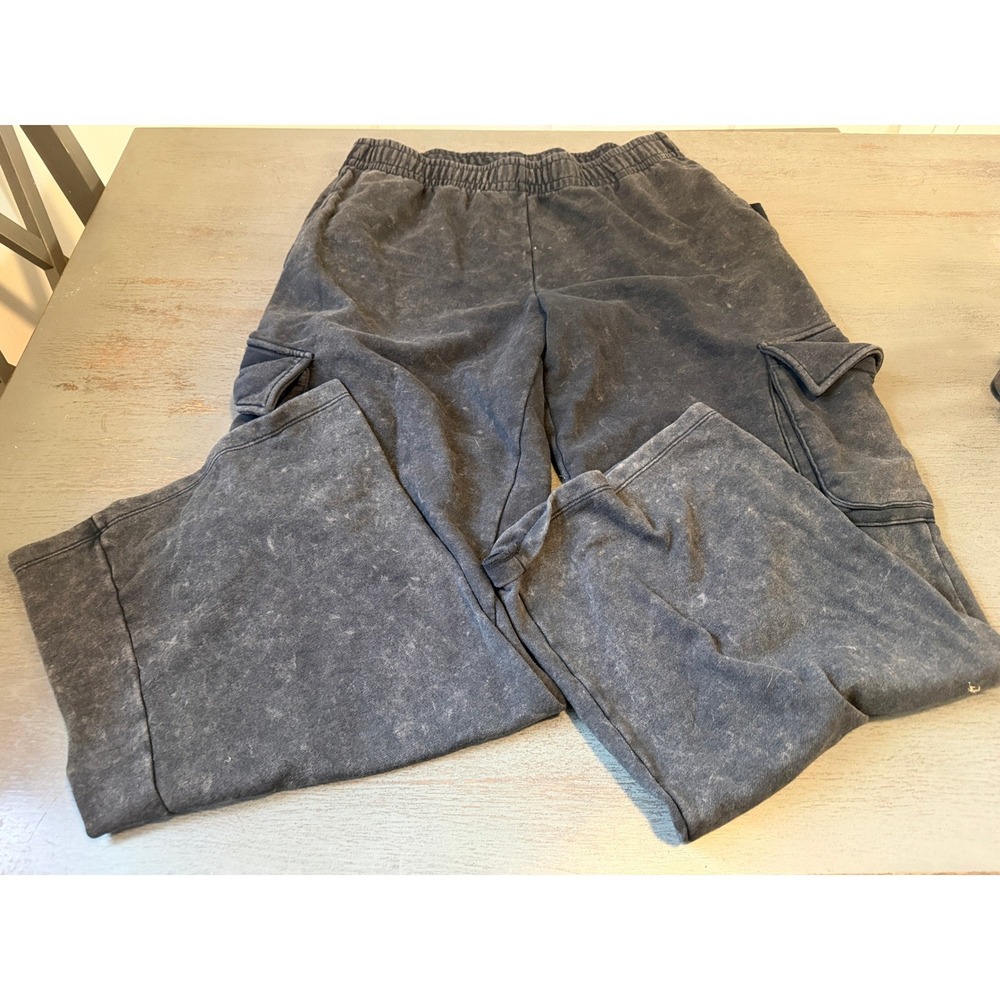 Wild Fable Charcoal Gray Acid Wash Cargo Sweatpants XL Wide Leg Joggers